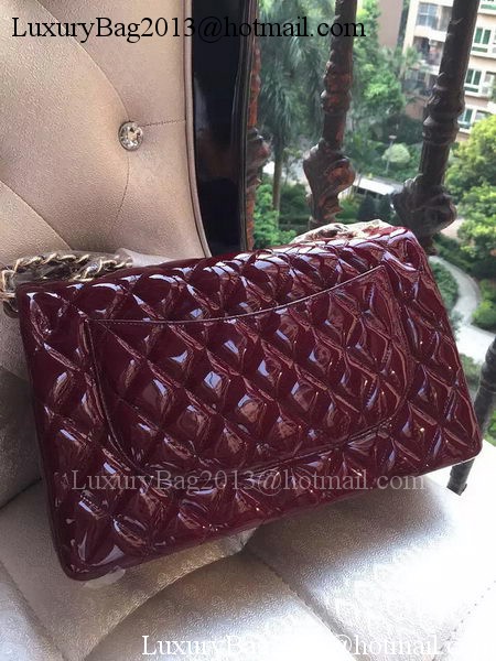 Chanel Classic Flap Bag Burgundy Original Patent Leather A1113 Gold