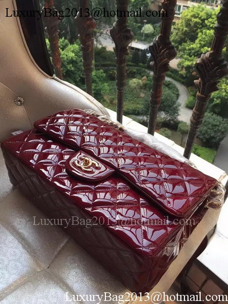 Chanel Classic Flap Bag Burgundy Original Patent Leather A1113 Gold