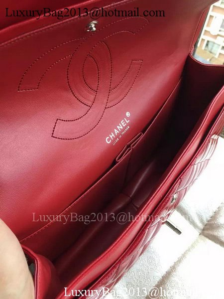 Chanel Classic Flap Bag Burgundy Original Patent Leather A1113 Silver