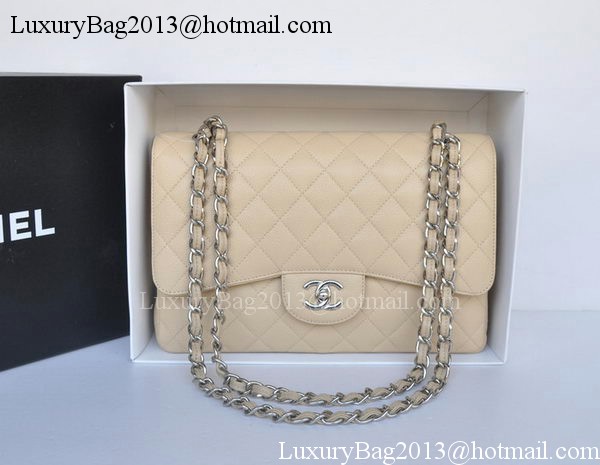 Chanel Jumbo Double Flaps Bag Apricot Cannage Pattern A36097 Silver