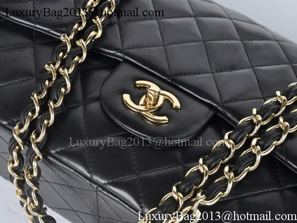 Chanel Jumbo Double Flaps Bags Black Sheepskin Leather A36097 Gold