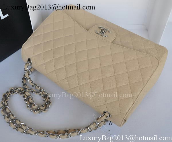 Chanel Maxi Classic Bag A36098 Apricot Cannage Pattern Silver