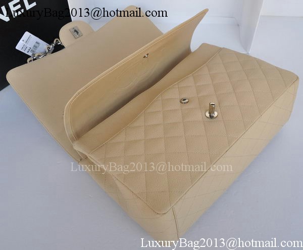 Chanel Maxi Classic Bag A36098 Apricot Cannage Pattern Silver