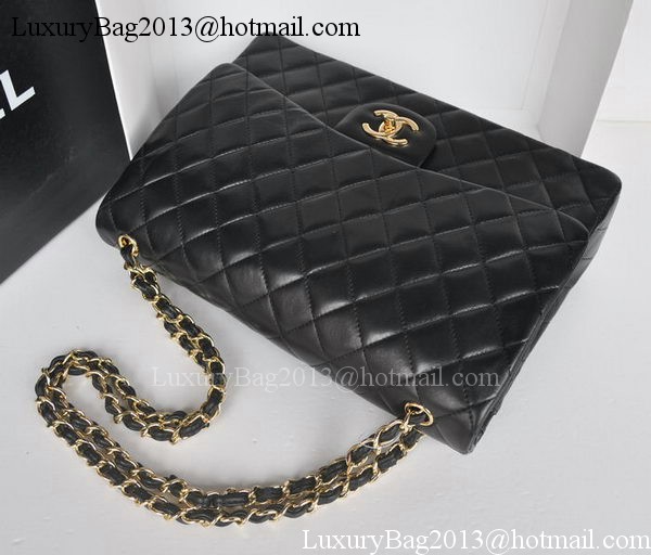 Chanel Maxi Classic Bag A36098 Black Sheepskin Gold