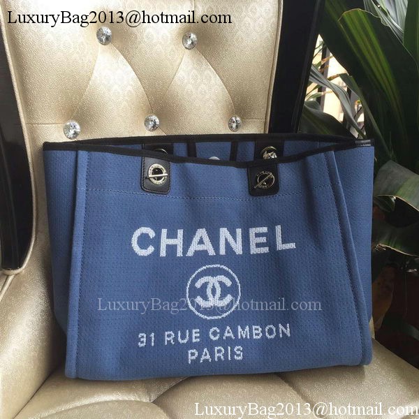 Chanel Medium Canvas Tote Shopping Bag A1679M Blue