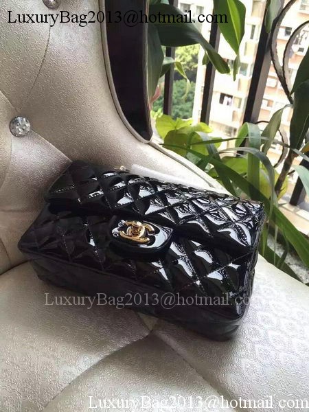 Chanel mini Classic Flap Bag Black Original Patent A1116 Gold