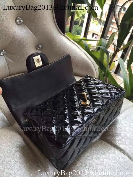 Chanel mini Classic Flap Bag Black Original Patent A1116 Gold