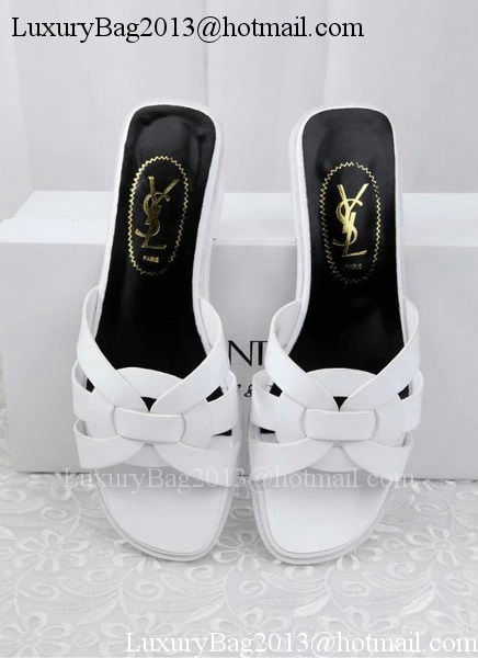 Yves Saint Laurent Patent Leather Slipper YSL287 White