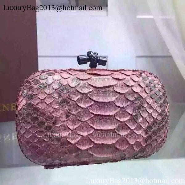 Bottega Veneta Snake Leather Knot Clutch BV8653 Pink