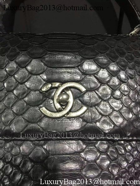 Chanel Classic Top Flap Bag Original Snake Leather A90095 Black