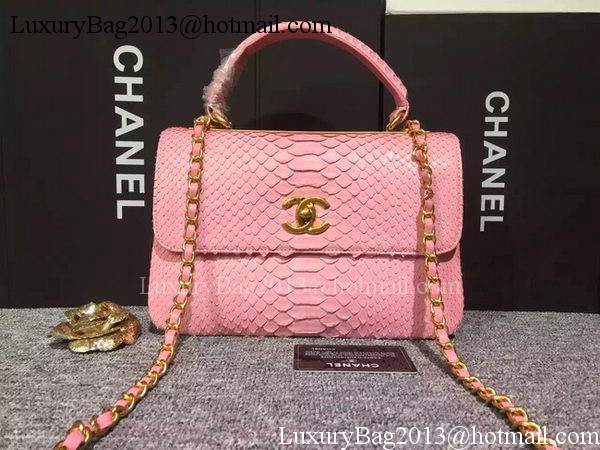 Chanel Classic Top Flap Bag Original Snake Leather A90095 Pink