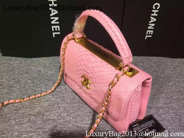 Chanel Classic Top Flap Bag Original Snake Leather A90095 Pink