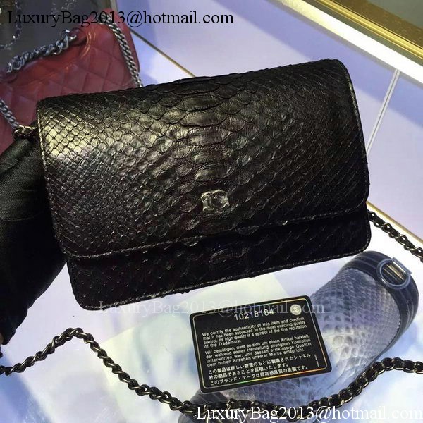 Chanel WOC Flap Bag Original Snake Leather A33814 Black