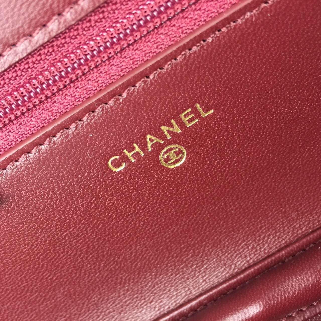 Chanel WOC mini Flap Bag Original Lambskin Leather A5373 Burgundy