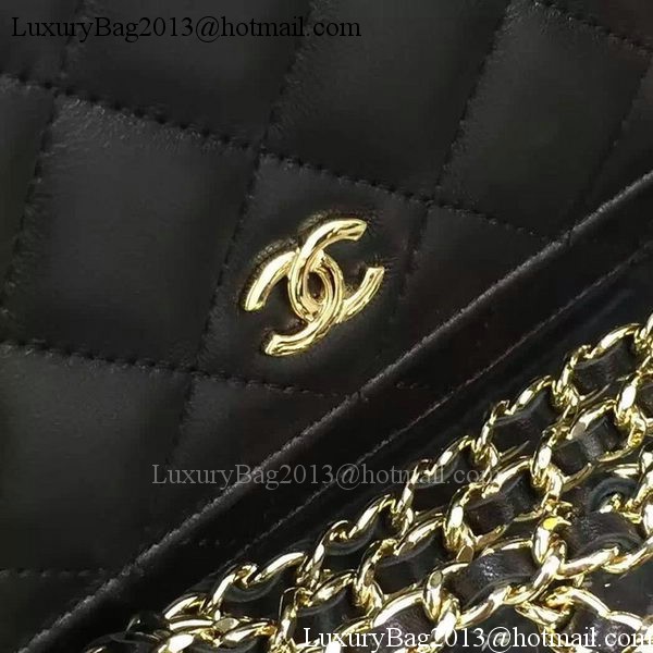 Chanel WOC mini Flap Bag Black Sheepskin A5373 Gold