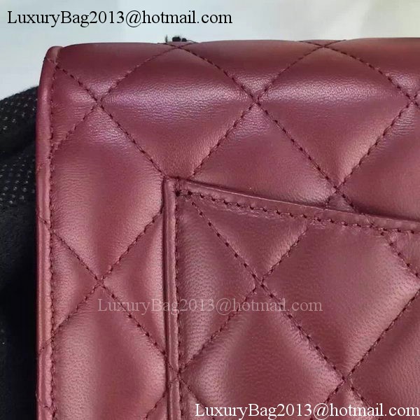 Chanel WOC mini Flap Bag Burgundy Sheepskin A5373 Silver