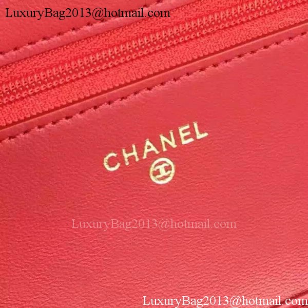 Chanel WOC mini Flap Bag Red Sheepskin A5373 Gold
