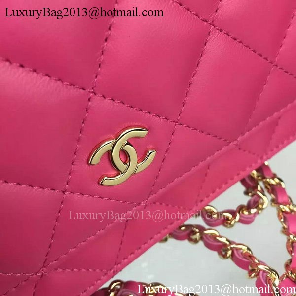 Chanel WOC mini Flap Bag Rose Sheepskin A5373 Gold