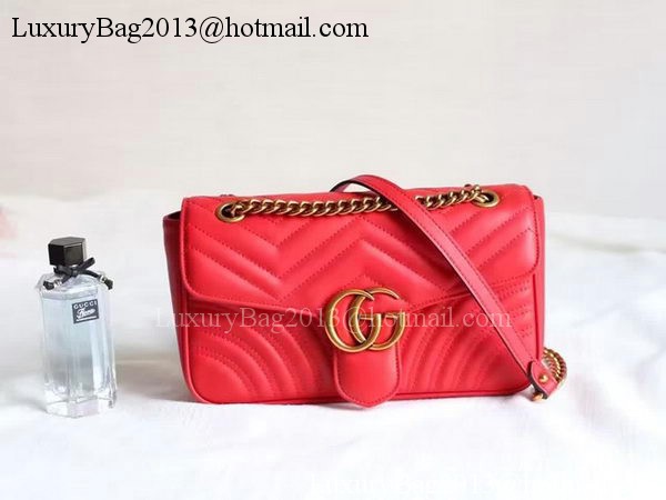 Gucci GG Marmont Matelasse Shoulder Bag 443497 Red