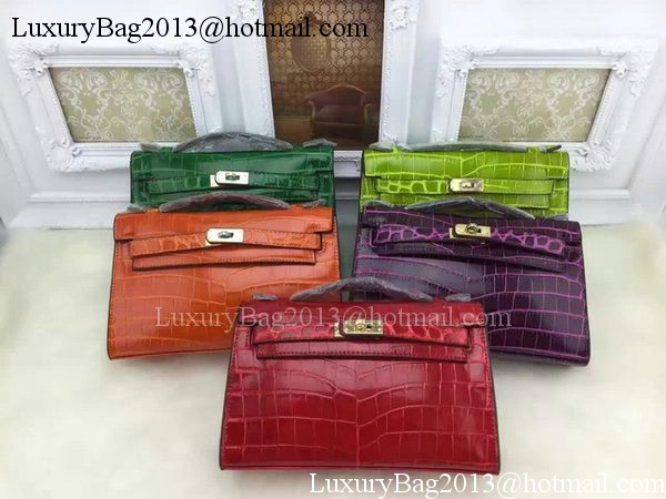 Hermes MINI Kelly 22cm Tote Bag Croco Leather KL22 Burgundy