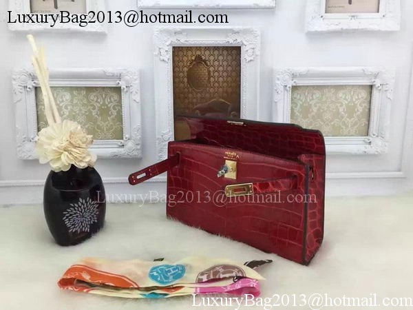 Hermes MINI Kelly 22cm Tote Bag Croco Leather KL22 Burgundy