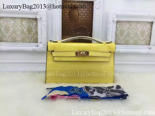 Hermes MINI Kelly 22cm Tote Bag Croco Leather KL22 Lemon