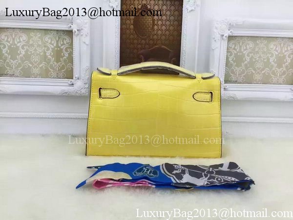 Hermes MINI Kelly 22cm Tote Bag Croco Leather KL22 Lemon