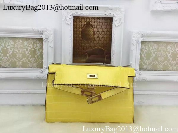 Hermes MINI Kelly 22cm Tote Bag Croco Leather KL22 Lemon