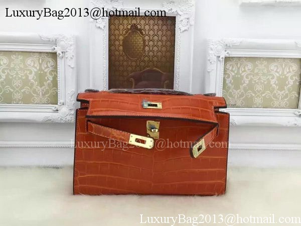 Hermes MINI Kelly 22cm Tote Bag Croco Leather KL22 Orange