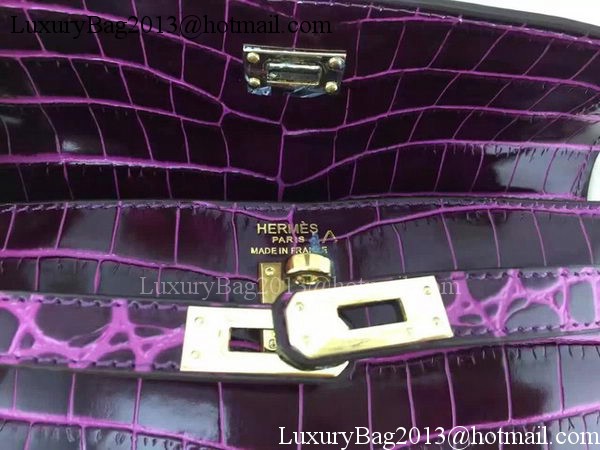 Hermes MINI Kelly 22cm Tote Bag Croco Leather KL22 Purple