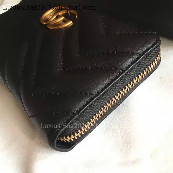 Gucci GG Marmont Zip Around Wallet 443123 Black