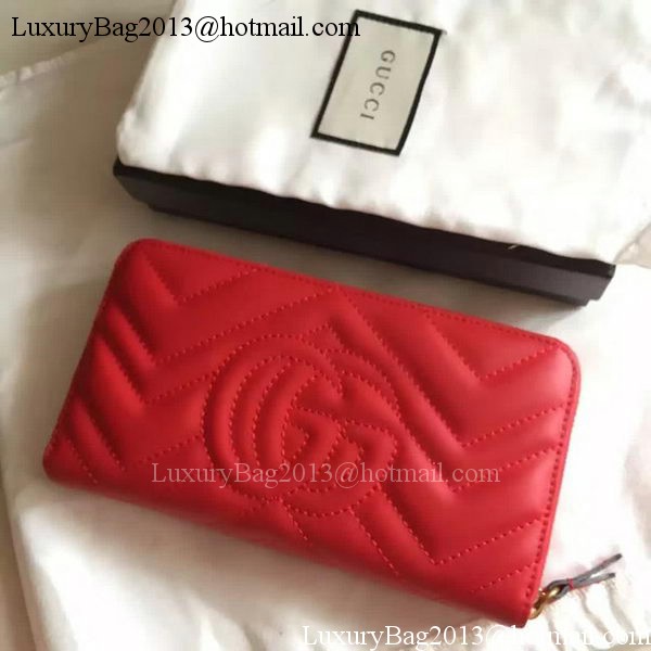 Gucci GG Marmont Zip Around Wallet 443123 Red