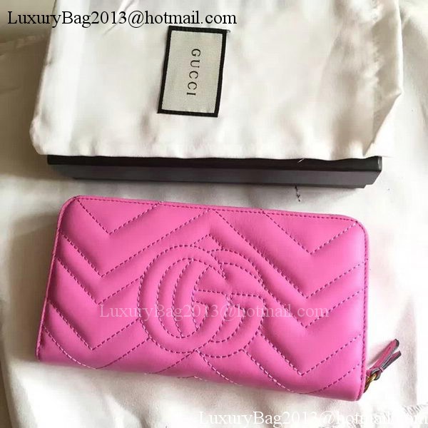 Gucci GG Marmont Zip Around Wallet 443123 Rose