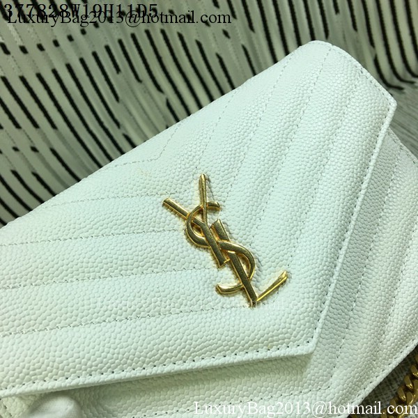 YSL Classic Monogramme Flap Bag Cannage Pattern Y377828S White