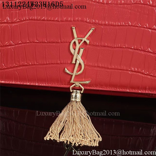 Yves Saint Laurent Croco Leather Cross-body Shoulder Bag 1311224 Red