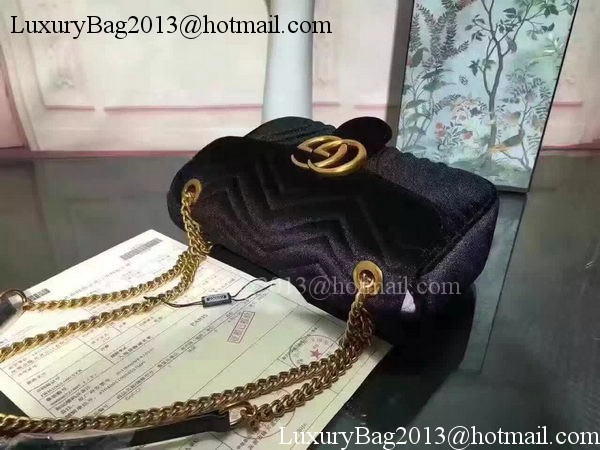 Gucci GG Marmont Velvet Shoulder Bag 443497 Black