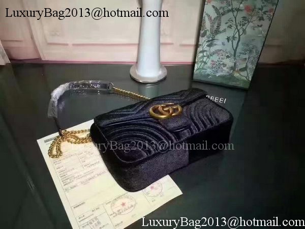 Gucci GG Marmont Velvet Shoulder Bag 443497 Black