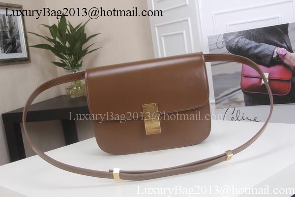 Celine Classic Box Flap Bag Calfskin Leather C3369 Brown