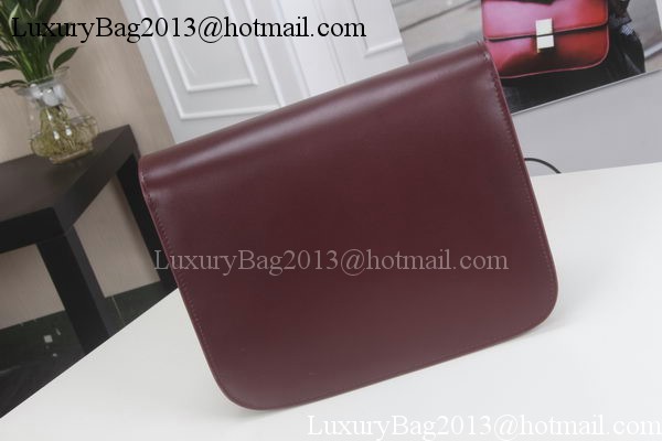 Celine Classic Box Flap Bag Calfskin Leather C3369 Burgundy