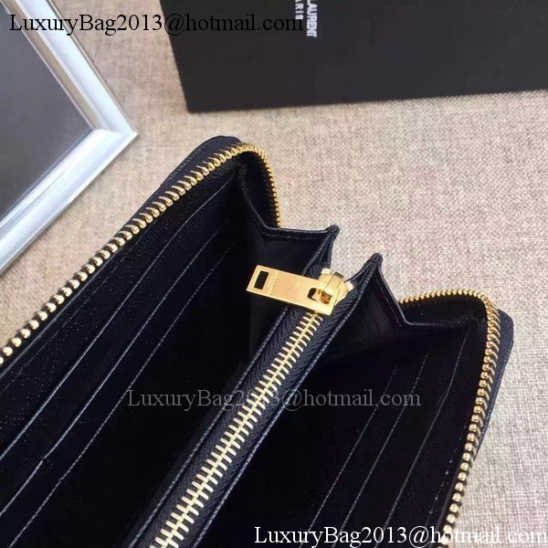 Yves Saint Laurent Monogramme Calfskin Leather Zippy Wallet Y38204 Black