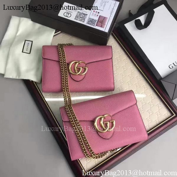 Gucci GG Marmont Leather mini Chain Bag 401232 Pink