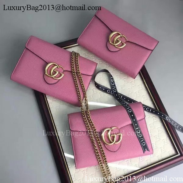 Gucci GG Marmont Leather mini Chain Bag 401232 Pink