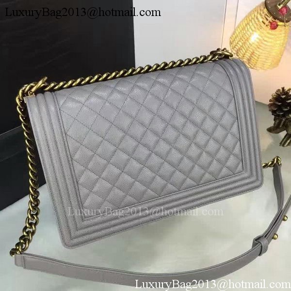 Boy Chanel Flap Bags Original Grey Cannage Pattern A67088 Gold