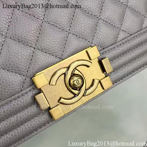 Boy Chanel Flap Bags Original Grey Cannage Pattern A67088 Gold