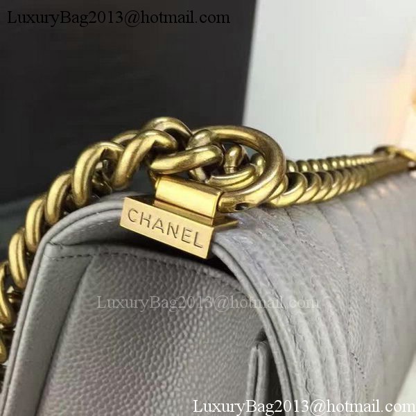 Boy Chanel Flap Bags Original Grey Cannage Pattern A67088 Gold