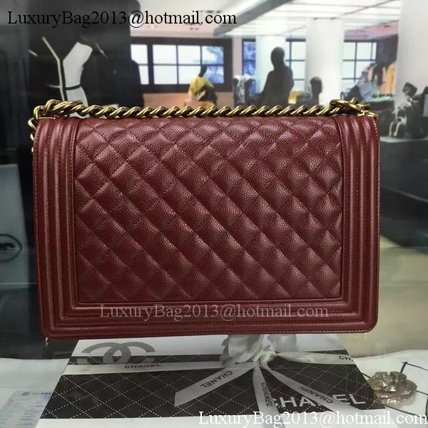 Boy Chanel Flap Bags Original Wine Cannage Pattern A67088 Gold