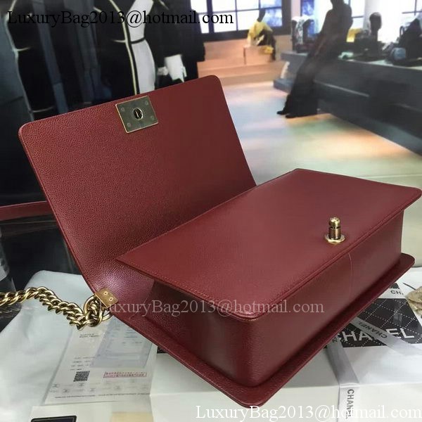 Boy Chanel Flap Bags Original Wine Cannage Pattern A67088 Gold