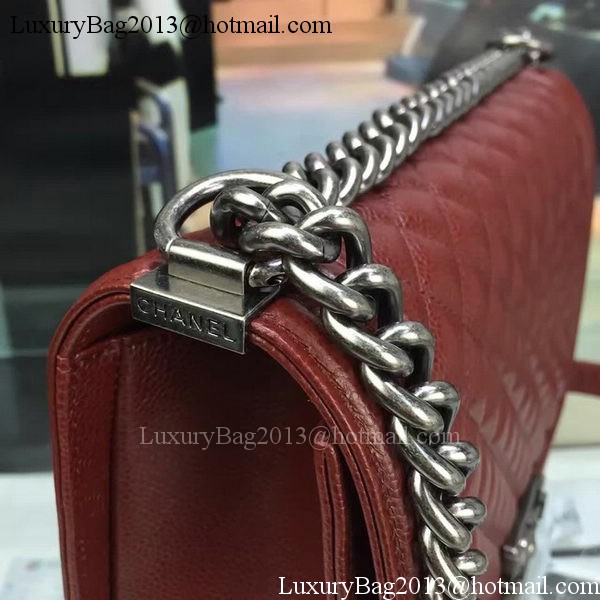 Boy Chanel Flap Bags Original Wine Cannage Pattern A67088 Silver