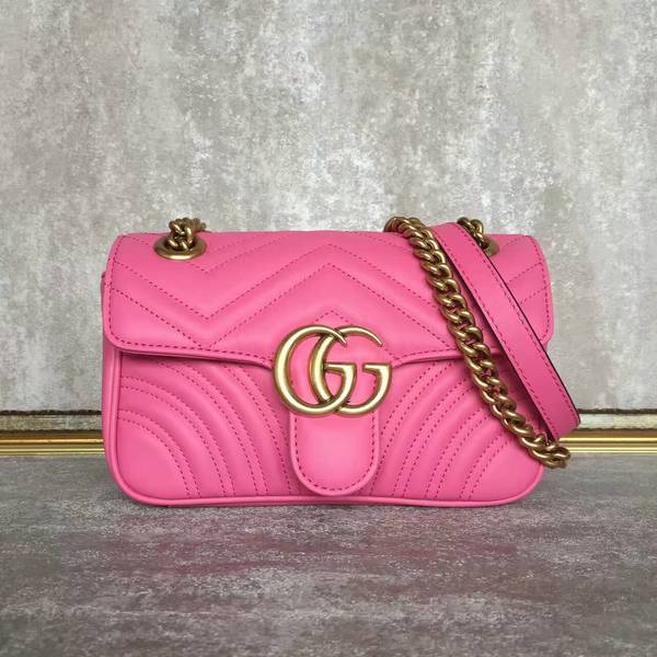 Gucci Now GG Marmont Mini Shoulder Bag 446744 Pink