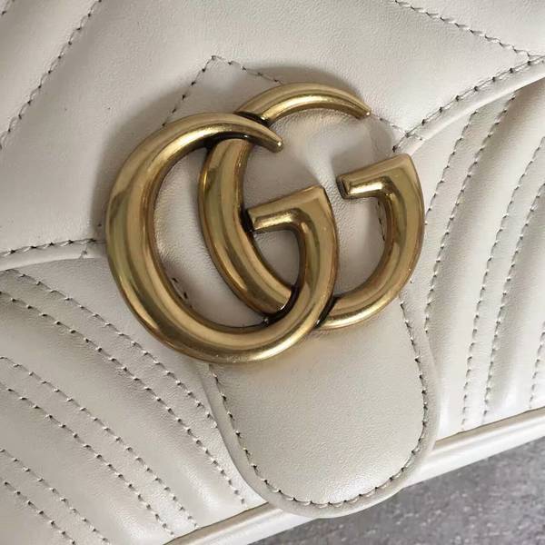 Gucci Now GG Marmont Mini Shoulder Bag 446744 White